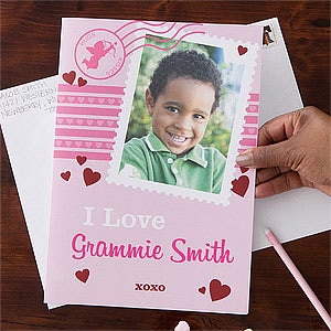 Happy Valentine's Day Personalized Oversized Photo Greeting Card - 1 Photo