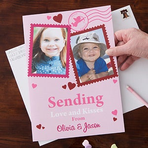 Happy Valentine's Day Personalized Oversized Photo Greeting Card - 2 Photos