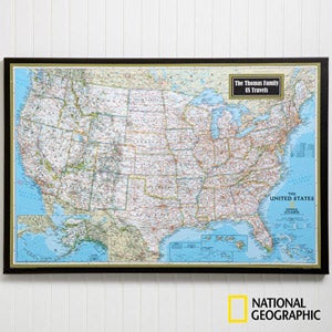 National Geographic® Classic US Personalized Canvas Map 24 x 36
