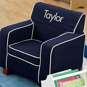 KidKraft Comfy Kid's Personalized Laguna Navy Blue Upholstered Chair