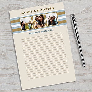 Personalized Photo Notepads - 3 Pictures - Classy Stripes