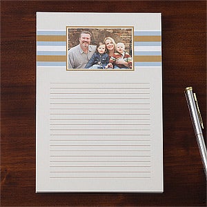 Classy Stripes Personalized One Photo Notepad