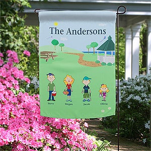 Spring Family Characters© Personalized Garden Flag