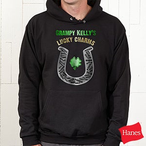 Grandpa's Lucky Charms Personalized Black Hooded Sweatshirt