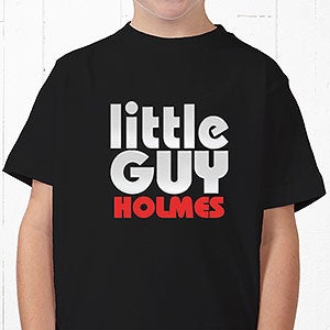 Personalized Kids Father & Son T-Shirts - Little Guy - Youth Large (14-16) - Black