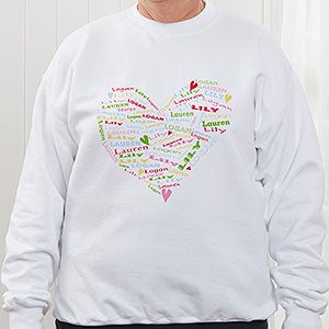 Personalizedd Mother Sweatshirts - Her Heart of Love - Adult X-Large - White