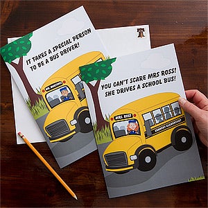 Bus Driver Character Oversized Personalized Card