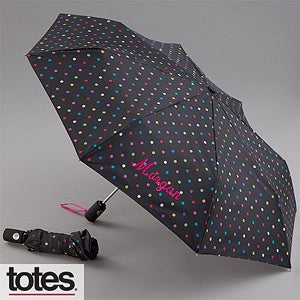 Black Polka Dot Personalized Umbrella by totes®