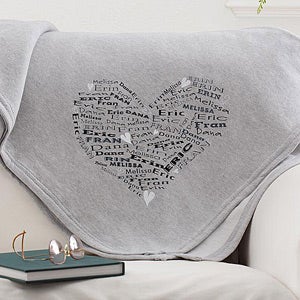 Her Heart of Love Personalized Sweatshirt Blanket