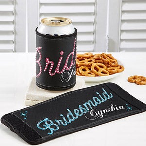 Bridal Party Personalized Rhinestone Can & Bottle Wrap