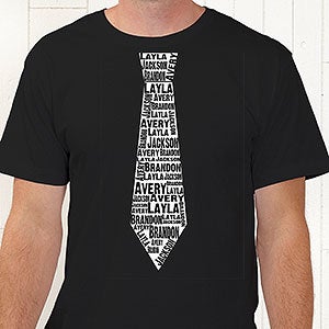 Personalized T-Shirts for Dad - Kids Name Tie - Adult Large - Light Gray