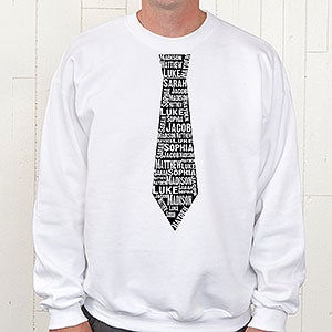 Personalized Men's Sweatshirts - Repeating Name Tie - Adult Small - White