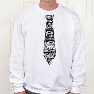 Repeating Name Tie Personalized Adult White Sweatshirt