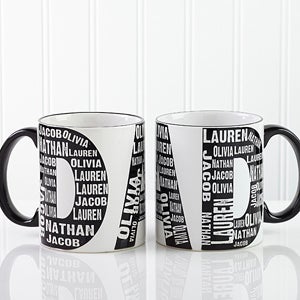 Personalized Coffee Mugs for Dad   Repeating Names