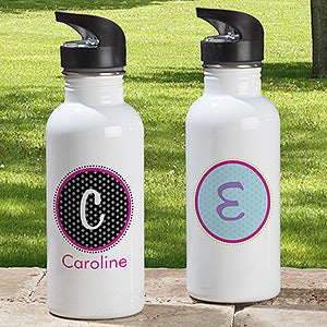 Polka Dot Monogram Personalized Water Bottle