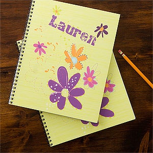 Girls Personalized Notebooks - Flowers