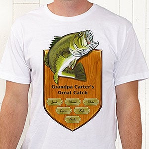 Personalized Fishing T-Shirts - Fisherman's Plaque - Adult Large - Light Gray