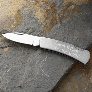 Personalized Silver Pocket Knife