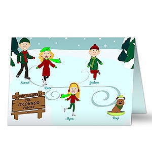 Ice Skating Family Character Personalized Cards