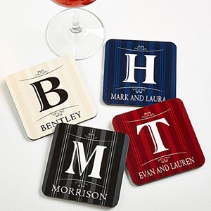 Elegant Monogram Personalized Coaster Set of 4