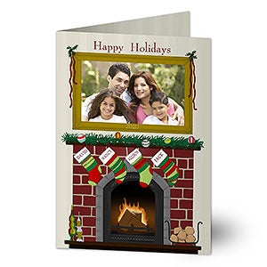 Personalized Photo Christmas Cards - Fireplace Greetings