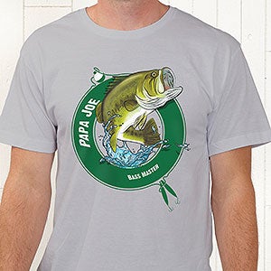 Personalized Fisherman T-Shirts - Bass, Walleye, Muskie - Adult Large - Navy