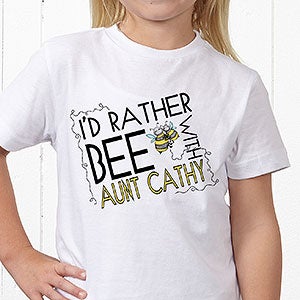 Personalized Kids T-Shirts - I'd Rather Bee - Youth X-Small (2-4) - Light Gray