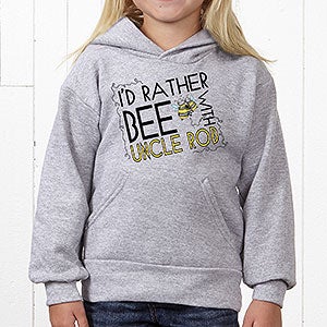 Personalized Hooded Sweatshirts for Kids - I'd Rather Bee - Youth Medium (8/10) - Grey