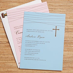 God Bless Baby Christening Personalized Invitations