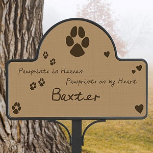 Personalized Pet Memorial Yard Stake Magnet   Pawprints In Heaven