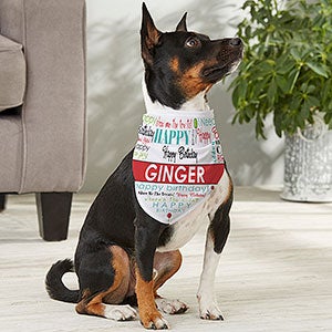 Happy Birthday Personalized Dog Bandana - Medium