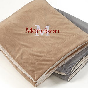 Personalized Monogram Sherpa Blanket - 50x60 - Unique, Custom Gifts - #12255-S