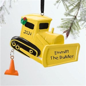 Personalized Boys Christmas Ornaments - Bulldozer - Unique Christmas Gifts & Décor