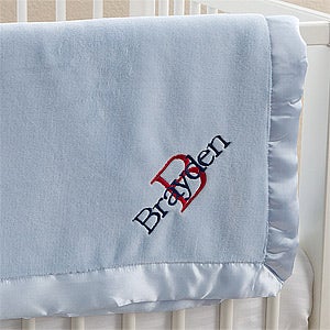 All About Me! Embroidered Baby Blanket For Boys- Baby Blue