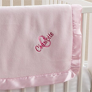 All About Me! Embroidered Baby Blanket For Girls- Pretty Pink