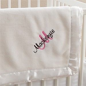 All About Me! Embroidered Baby Blanket For Girls- Ivory