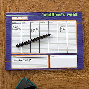 His Weekly Agenda Personalized 8.5x11 Calendar Pad