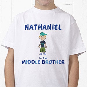 Personalized Boys T-Shirts - I'm The Brother Cartoon Character - Youth X-Small (2-4) - Navy