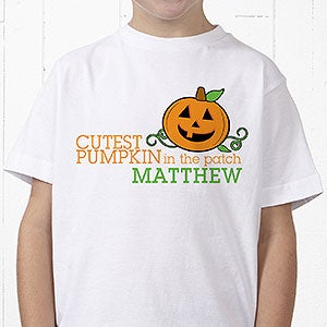 Personalized Halloween Kids T-Shirt - Cutest Pumpkin - Youth X-Small (2-4) - White