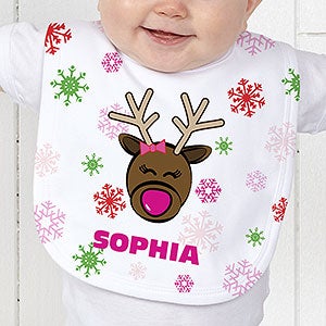Personalized Baby Bib - Christmas Reindeer