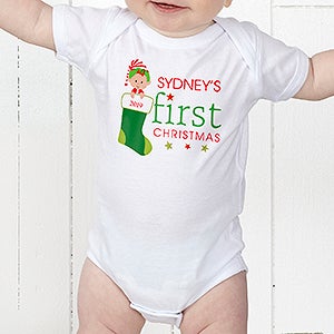 Personalized Baby's First Christmas Bodysuit - Infant 18 Months - White