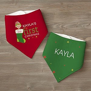 Personalized Baby's First Christmas Bandana Bibs