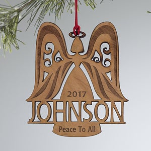 Family Angel Personalized Wood Ornament
