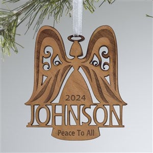 Family Angel Personalized Wood Ornament- Natural Alderwood - #12397