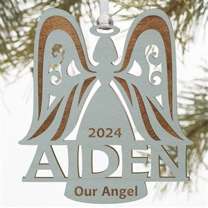 Family Angel Blue Wood Ornament