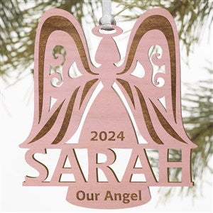 Family Angel Pink Wood Ornament