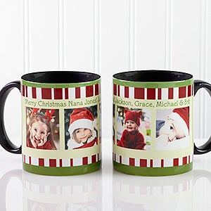 Personalized Christmas Photo Coffee Mugs - Black Handle