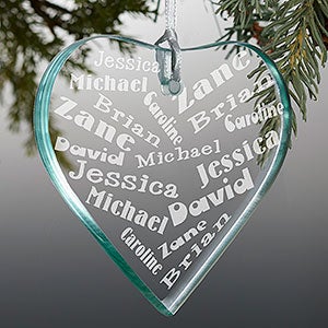 Her Heart Of Love Personalized Premium Glass Heart Ornament