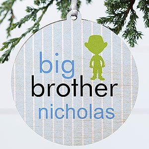 Big/Baby Brother & Sister Personalized Wood Ornament