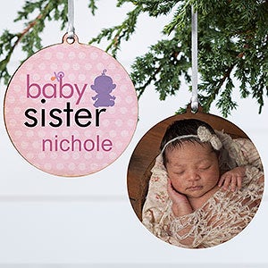 Big/Baby Brother & Sister Personalized Wood Photo Ornament